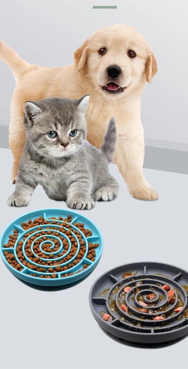 Pet supplies Slow Food Bowl Cat Anti - Knockover Anti - Slip Food Bowl Puppy Anti - choking Silicone Toy Food Plate - Furbury