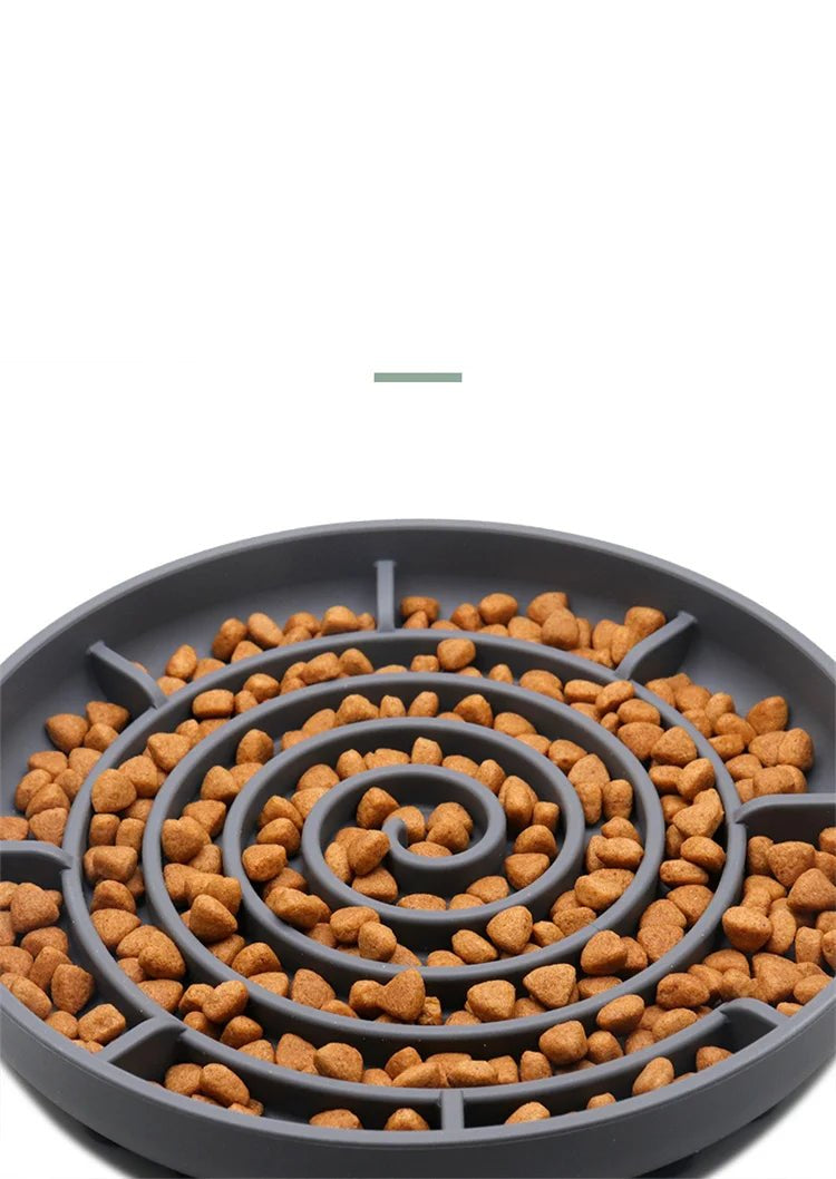 Pet supplies Slow Food Bowl Cat Anti - Knockover Anti - Slip Food Bowl Puppy Anti - choking Silicone Toy Food Plate - Furbury