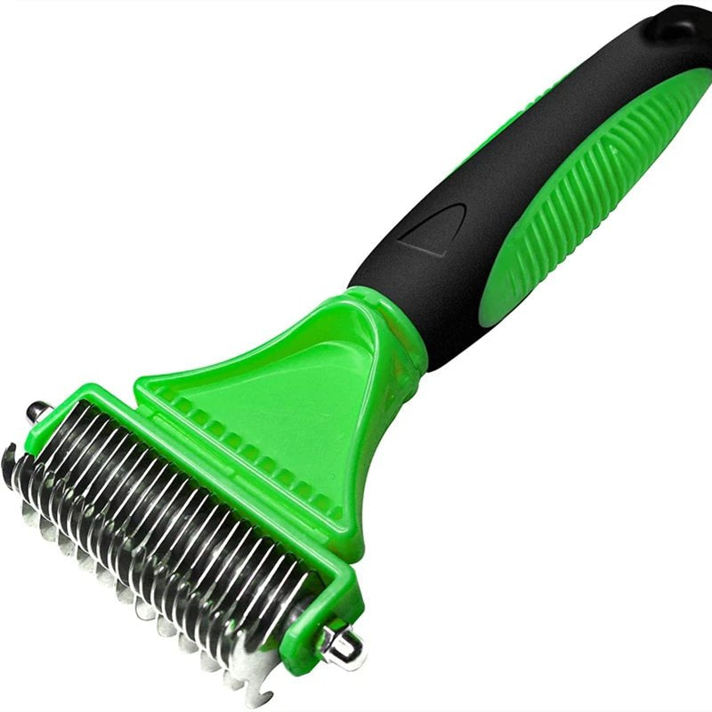 Pets Stainless Steel Grooming Brush Two - Sided Shedding and Dematting Undercoat Rake Comb for Dog Cat Remove Knots Tangles Easily - Furbury