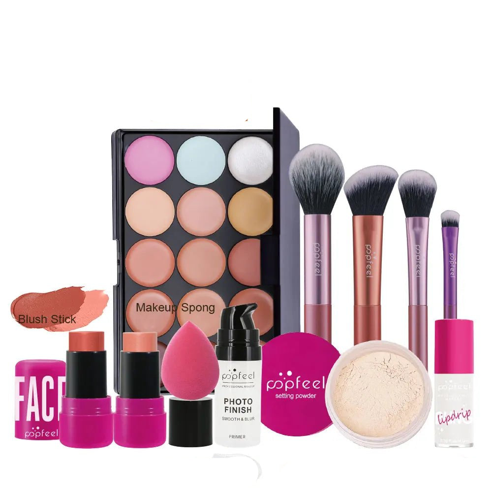 POPFEEL All In One Makeup Kit Eyeshadow Powder Lipgloss Lipoil,Valentine's Day Gift for Girls Women - Checkouts UK