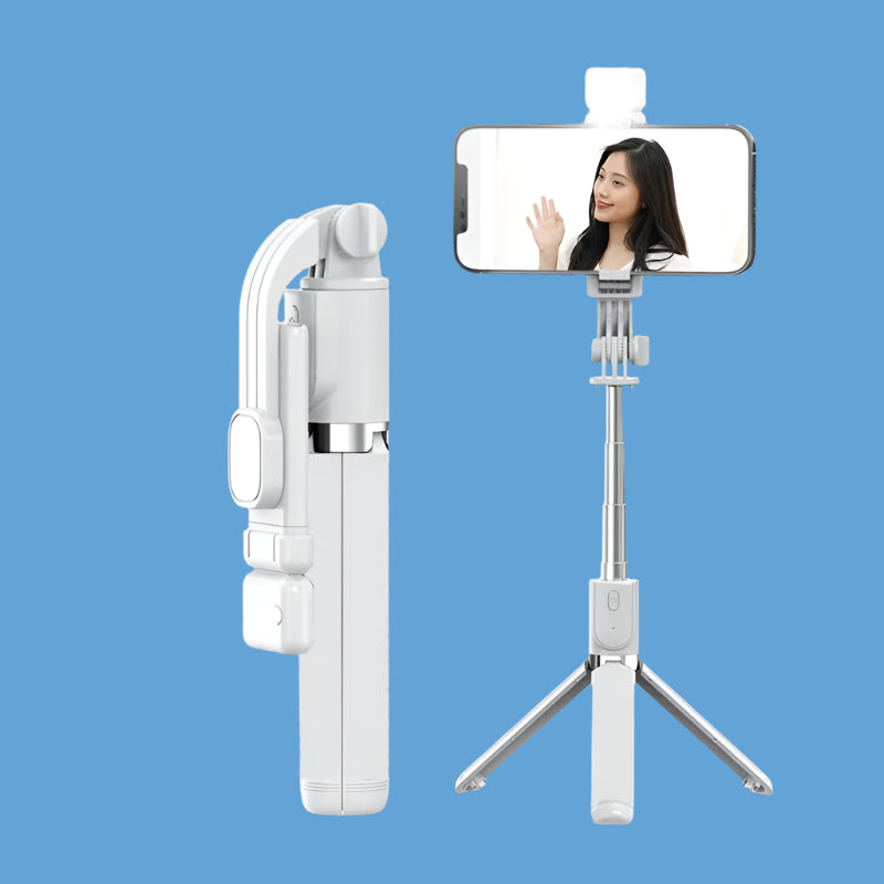 Portable Bluetooth Selfie Stick Retractable Multifunctional 103CM Phone HoldeTripod With Selfie light Wireless Remote Shutter - Checkouts UK