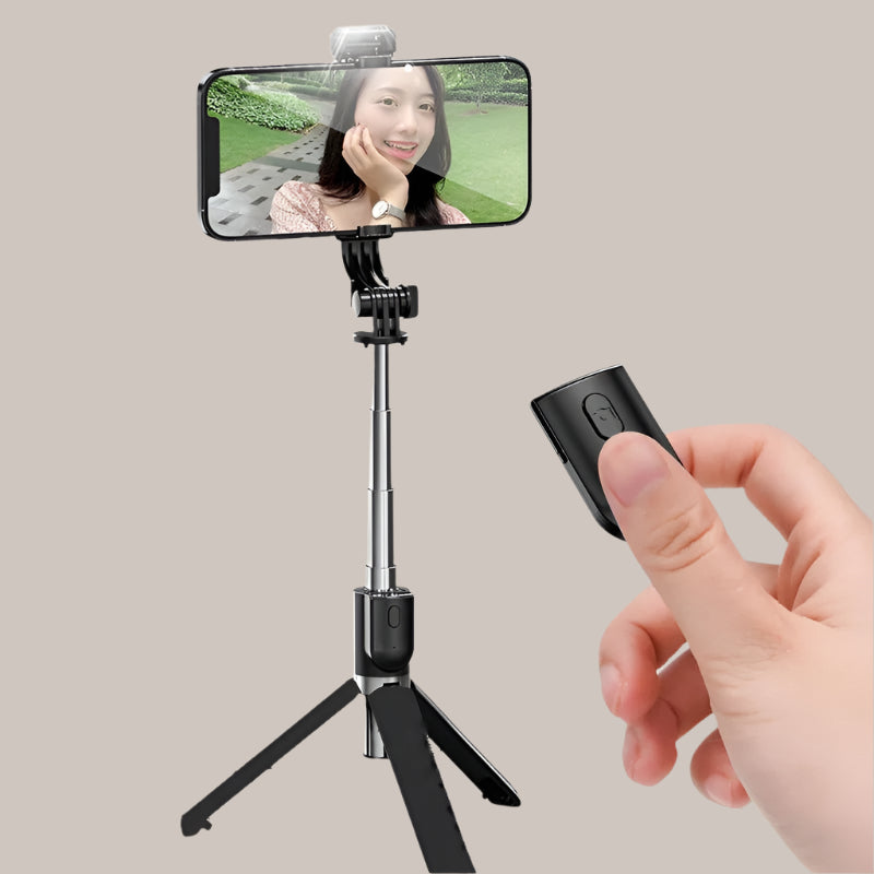 Portable Bluetooth Selfie Stick Retractable Multifunctional 103CM Phone HoldeTripod With Selfie light Wireless Remote Shutter - Checkouts UK