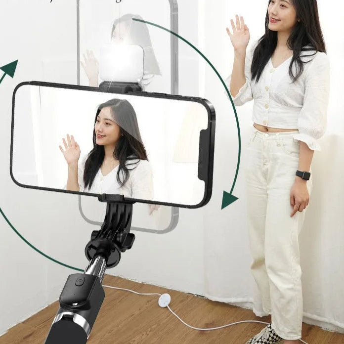 Portable Bluetooth Selfie Stick Retractable Multifunctional 103CM Phone HoldeTripod With Selfie light Wireless Remote Shutter - Checkouts UK