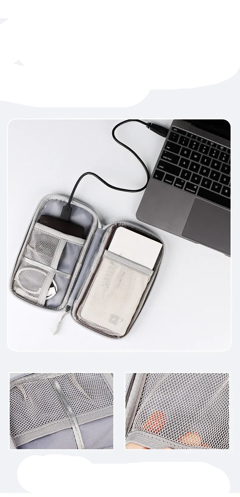 Portable Cable Organizer Waterproof Storage Bag for Power Bank Digital Cable Case Earphone Oxford Cloth Earphone Holder Case - Checkouts UK