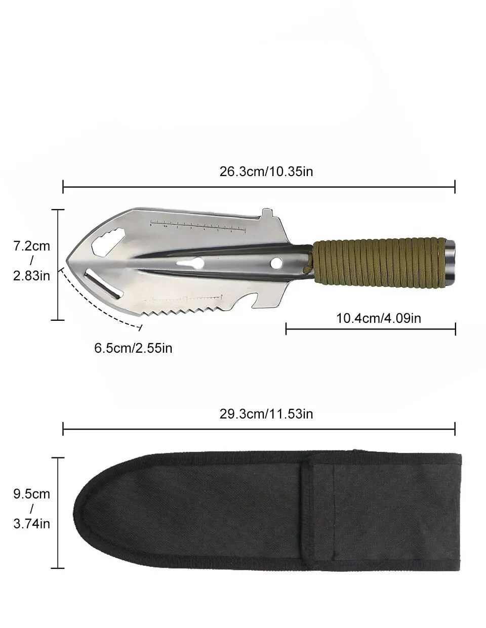 Portable Camping Hiking Traveling Pinic Shovel Multifunctional Ordnance Shovel Survival Outdoor Equipment Garden Tool Shovel - Checkouts UK