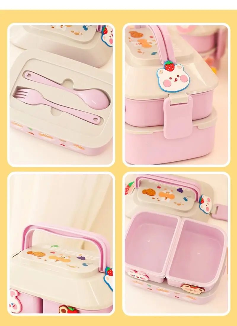 Portable Lunch Box For Girls School Kids Plastic Picnic Bento Box Microwave Food Box With Compartments Storage Containers - Checkouts UK