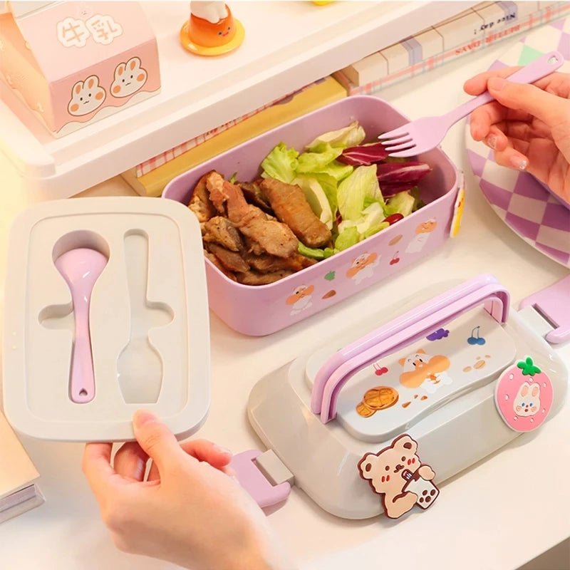 Portable Lunch Box For Girls School Kids Plastic Picnic Bento Box Microwave Food Box With Compartments Storage Containers - Checkouts UK