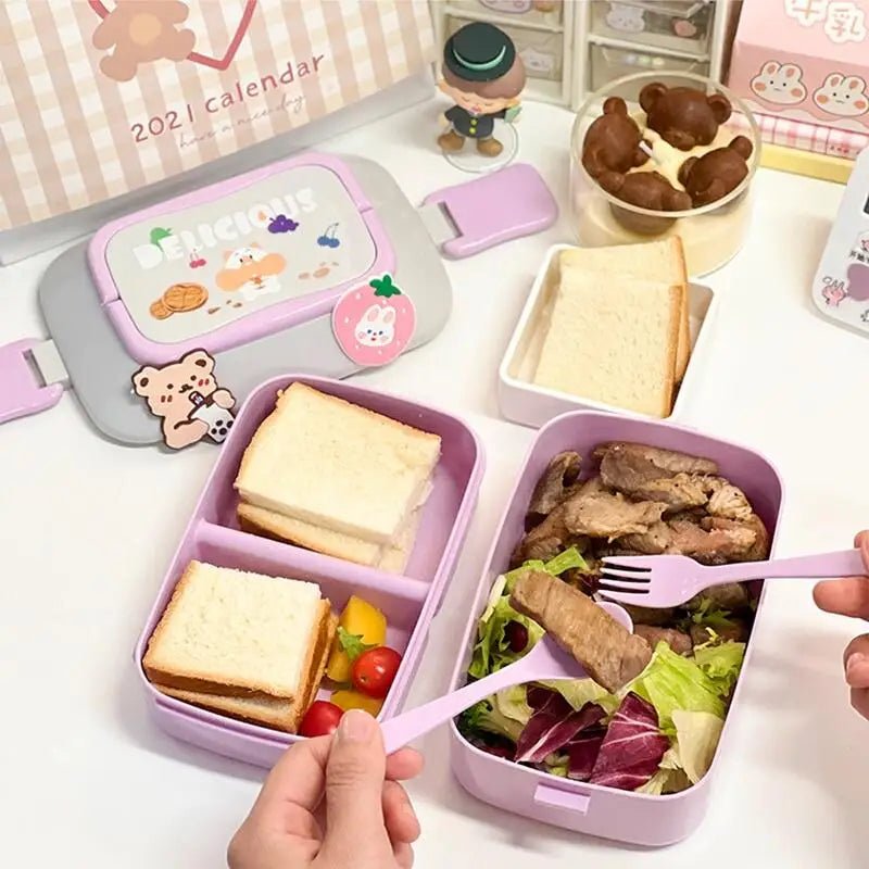 Portable Lunch Box For Girls School Kids Plastic Picnic Bento Box Microwave Food Box With Compartments Storage Containers - Checkouts UK