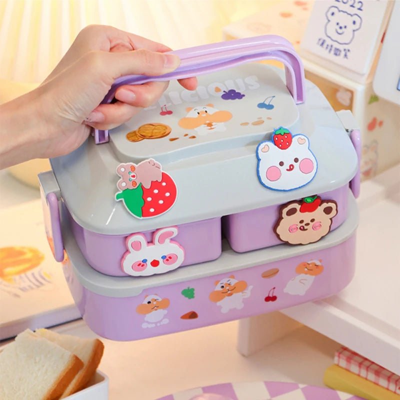 Portable Lunch Box For Girls School Kids Plastic Picnic Bento Box Microwave Food Box With Compartments Storage Containers - Checkouts UK