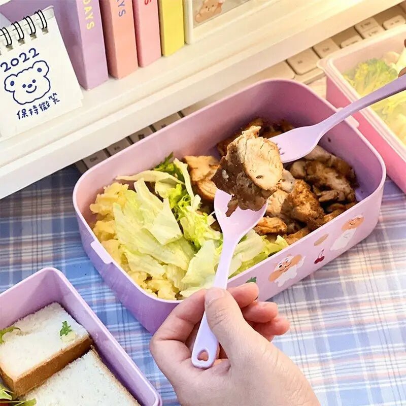 Portable Lunch Box For Girls School Kids Plastic Picnic Bento Box Microwave Food Box With Compartments Storage Containers - Checkouts UK