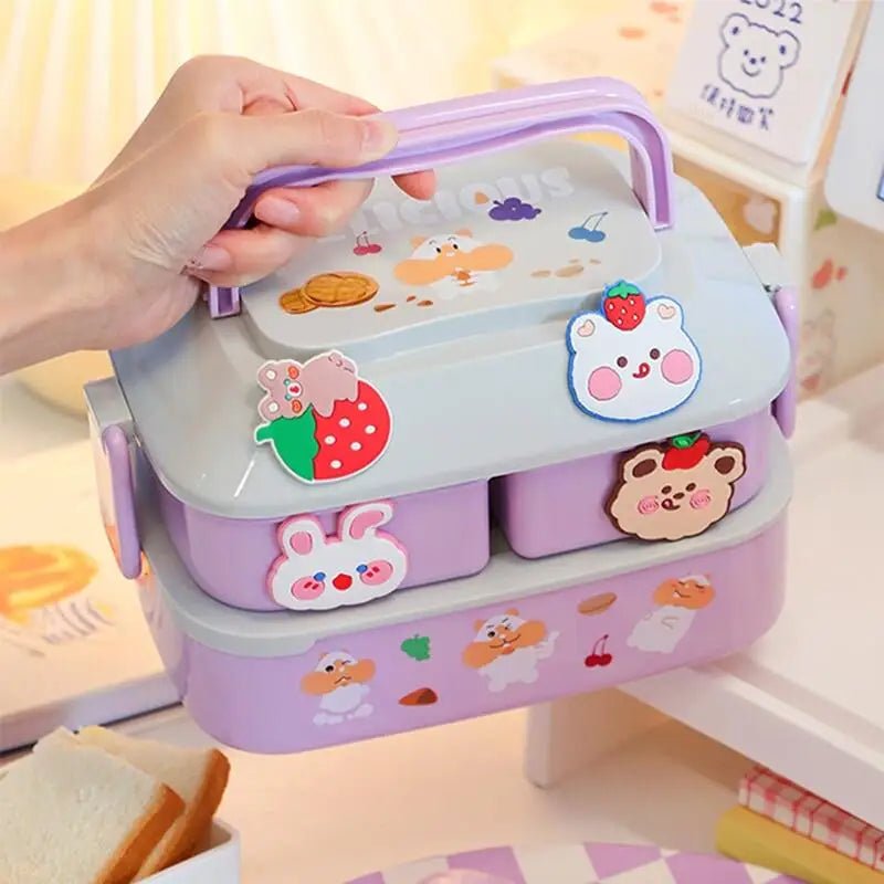 Portable Lunch Box For Girls School Kids Plastic Picnic Bento Box Microwave Food Box With Compartments Storage Containers - Checkouts UK