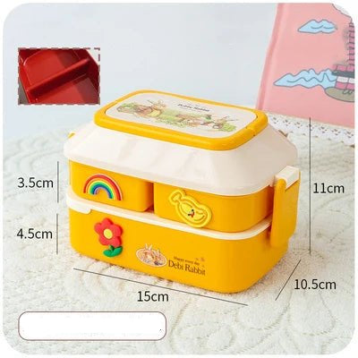 Portable Lunch Box For Girls School Kids Plastic Picnic Bento Box Microwave Food Box With Compartments Storage Containers - Checkouts UK