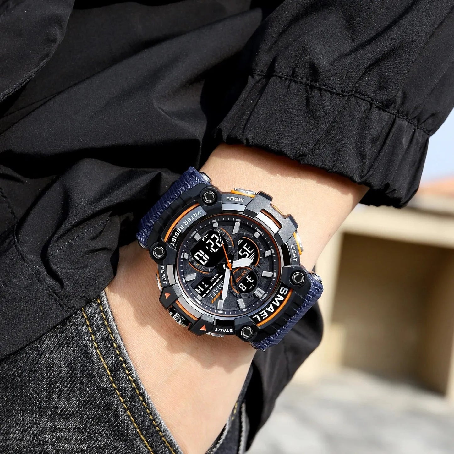 Quartz Sport Watch Clock AlarmDual Display LED Electronic 50M Waterproof 8079 Watches For Men - Checkouts USA