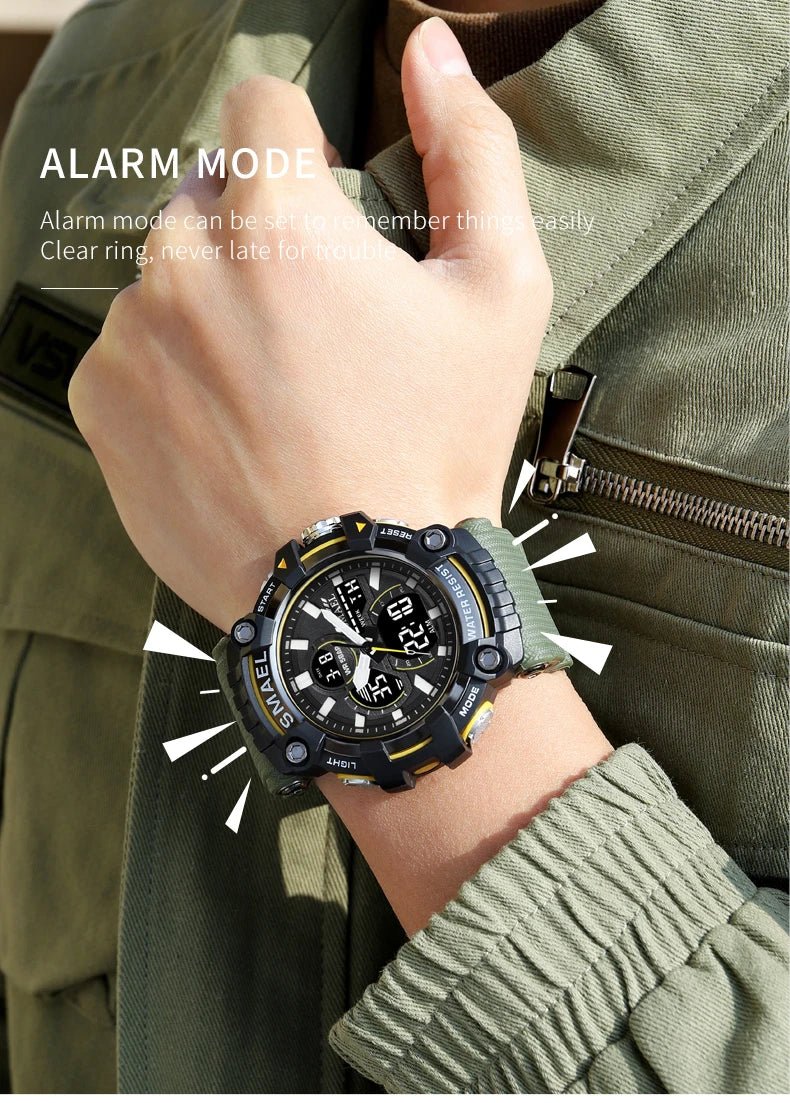 Quartz Sport Watch Clock AlarmDual Display LED Electronic 50M Waterproof 8079 Watches For Men - Checkouts USA