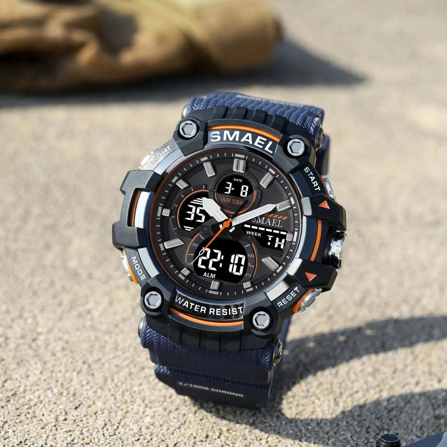 Quartz Sport Watch Clock AlarmDual Display LED Electronic 50M Waterproof 8079 Watches For Men - Checkouts USA