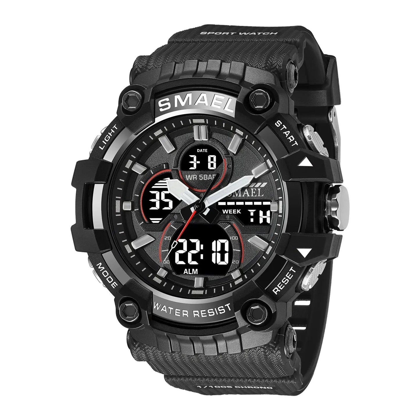 Quartz Sport Watch Clock AlarmDual Display LED Electronic 50M Waterproof 8079 Watches For Men - Checkouts USA