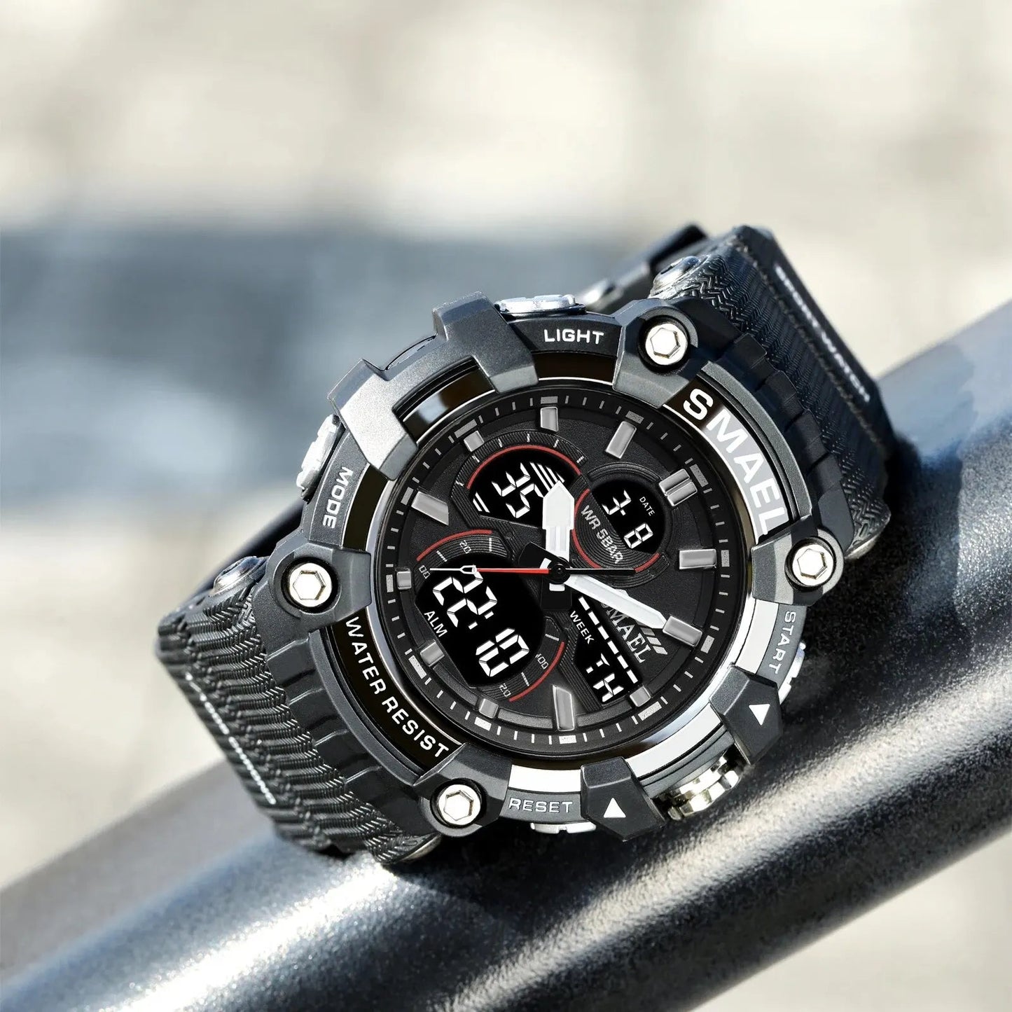 Quartz Sport Watch Clock AlarmDual Display LED Electronic 50M Waterproof 8079 Watches For Men - Checkouts USA
