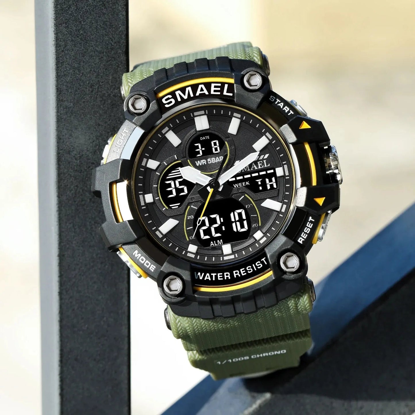 Quartz Sport Watch Clock AlarmDual Display LED Electronic 50M Waterproof 8079 Watches For Men - Checkouts USA