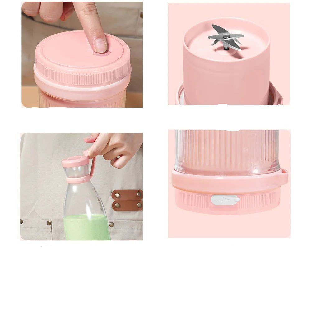 Rechargeable Mixers Fresh Fruit Juicers Blue/Pink Usb Portable Juice Bottle Mini Fast Electric Blender Smoothie Ice Maker - Checkouts UK