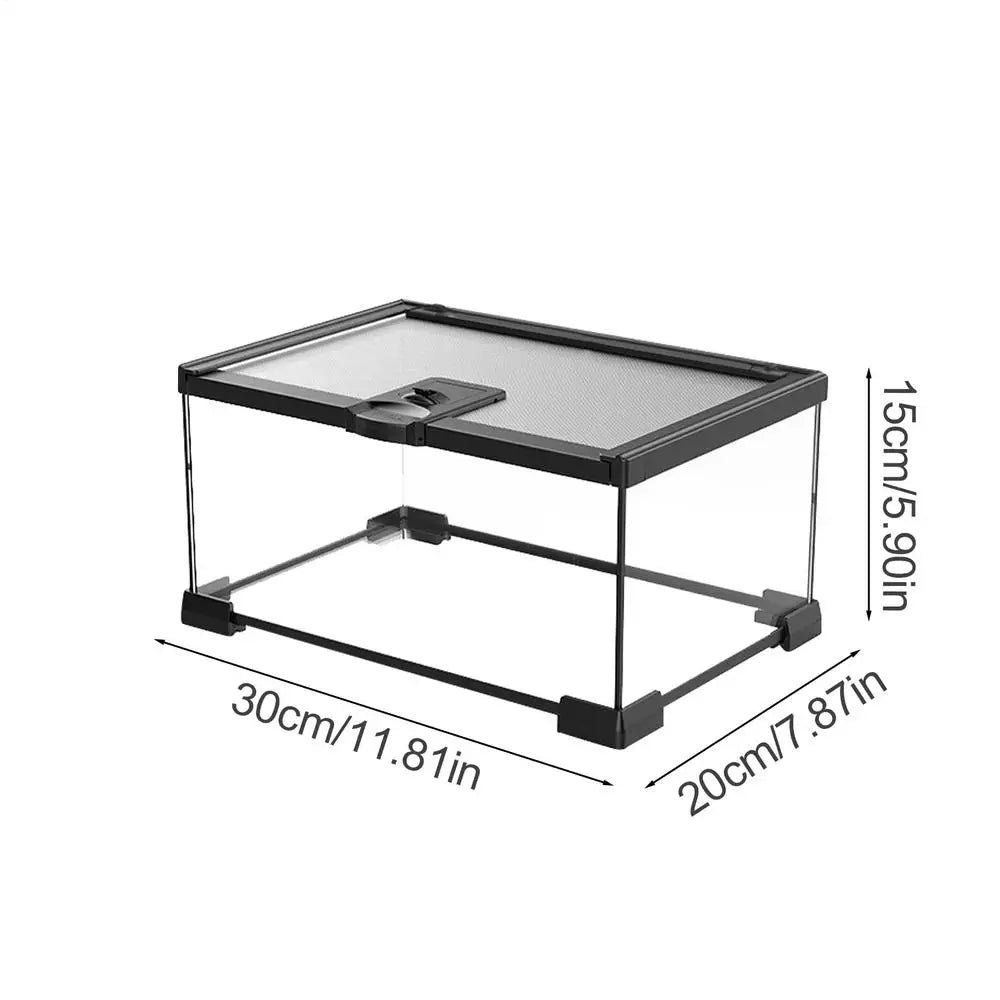 Reptile Amphibians Tank Turtle Tank Terrarium Glass Box for Small Pet Keeper Supply Turtles Cage for Sling Geckos Lizards - Furbury