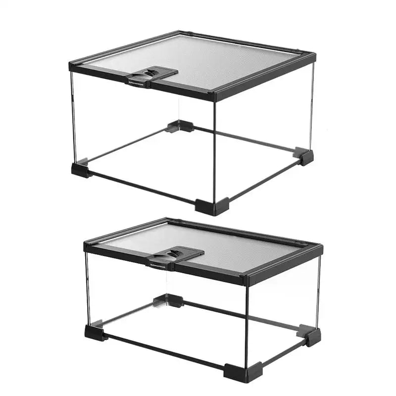 Reptile Amphibians Tank Turtle Tank Terrarium Glass Box for Small Pet Keeper Supply Turtles Cage for Sling Geckos Lizards - Furbury