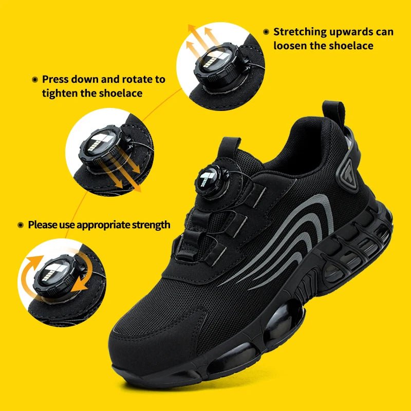 Rotary button new safety shoes for men, anti - impact and anti - piercing work shoes, fashionable men's sports shoes, and safety pro - Checkouts USA