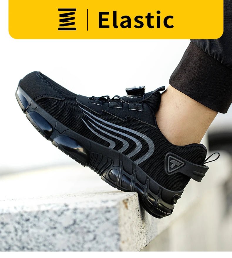 Rotary button new safety shoes for men, anti - impact and anti - piercing work shoes, fashionable men's sports shoes, and safety pro - Checkouts USA