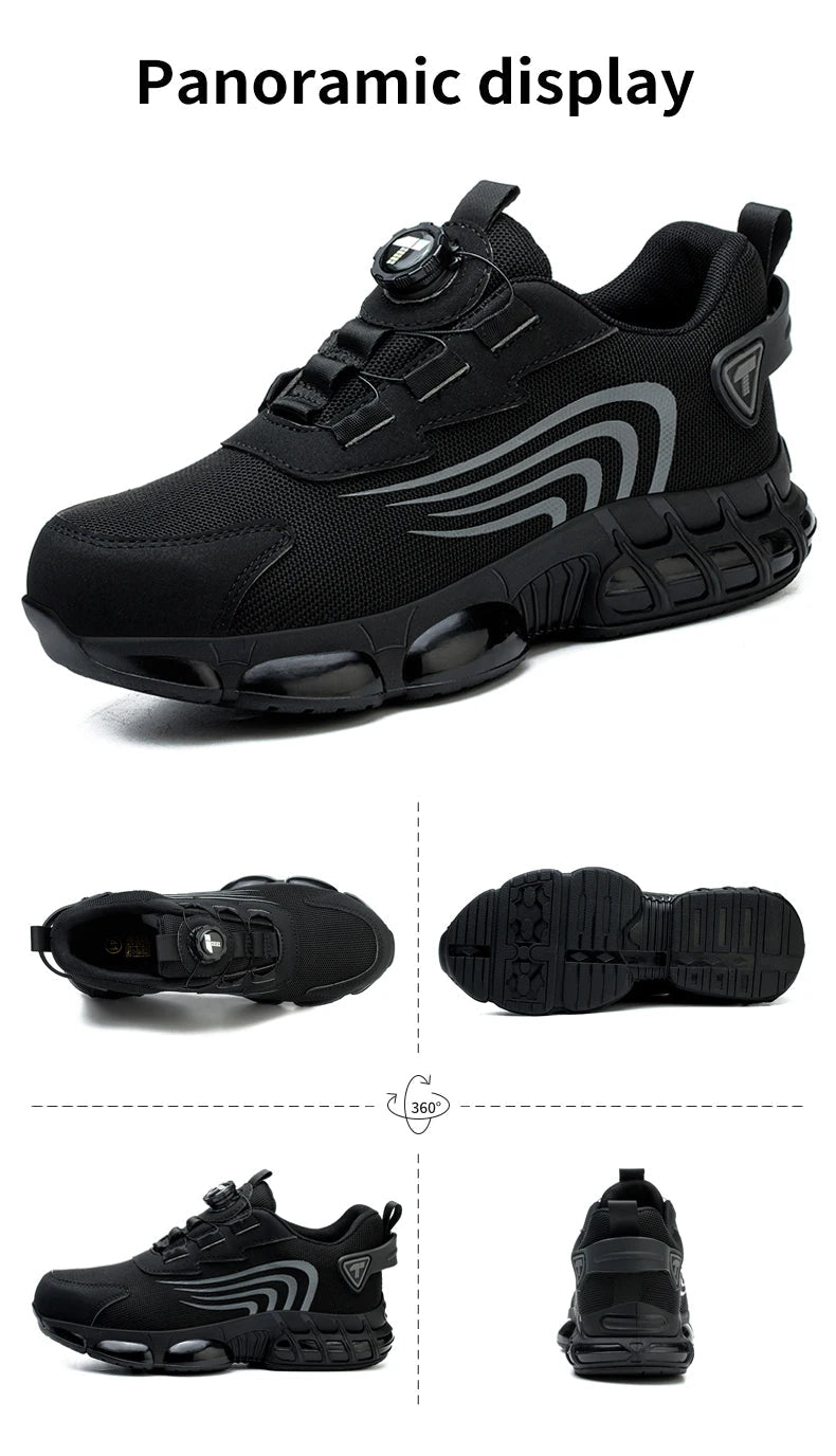 Rotary button new safety shoes for men, anti - impact and anti - piercing work shoes, fashionable men's sports shoes, and safety pro - Checkouts USA