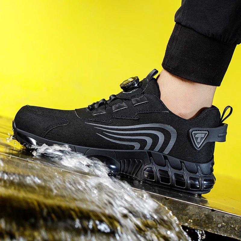 Rotary button new safety shoes for men, anti - impact and anti - piercing work shoes, fashionable men's sports shoes, and safety pro - Checkouts USA