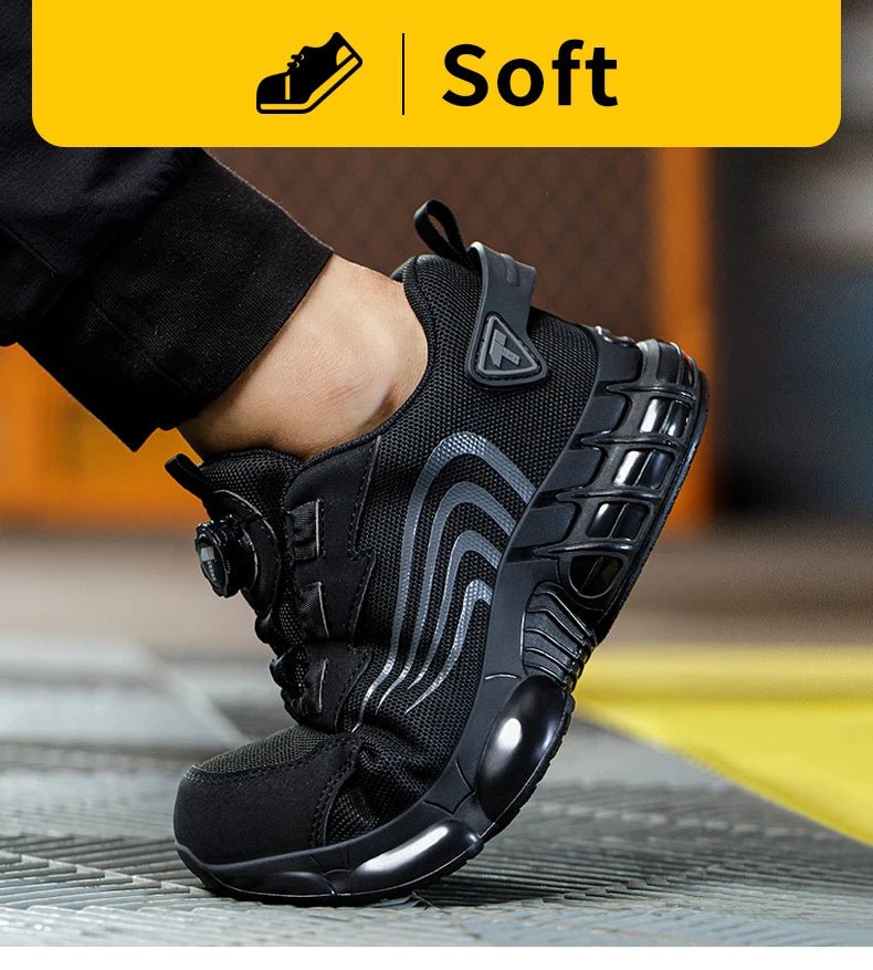 Rotary button new safety shoes for men, anti - impact and anti - piercing work shoes, fashionable men's sports shoes, and safety pro - Checkouts USA