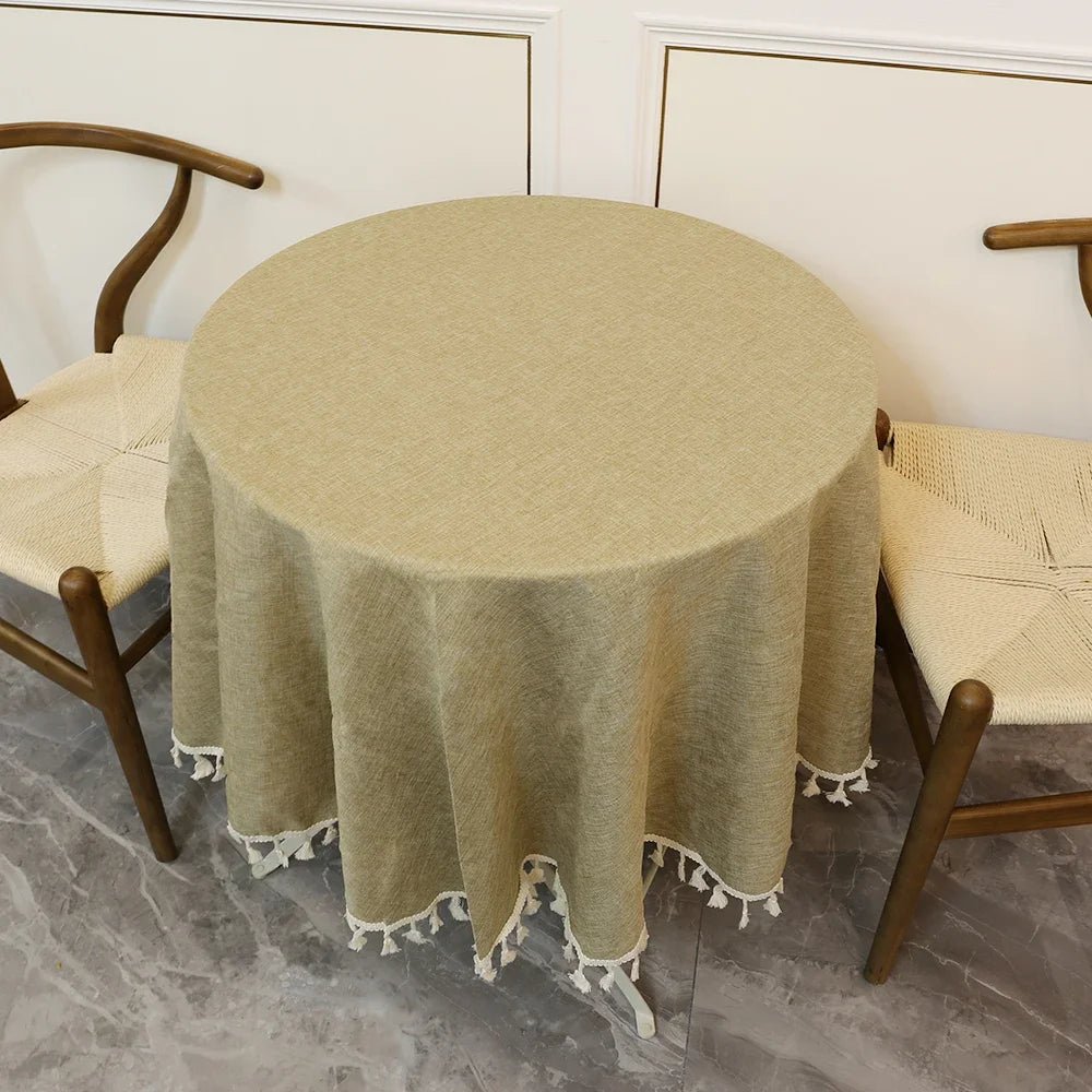 Round Tablecloth Linen Waterproof and Antifouling Table Cover for Banquet, Parties, Dining Wedding Kitchen Table Table Cloth - Checkouts UK