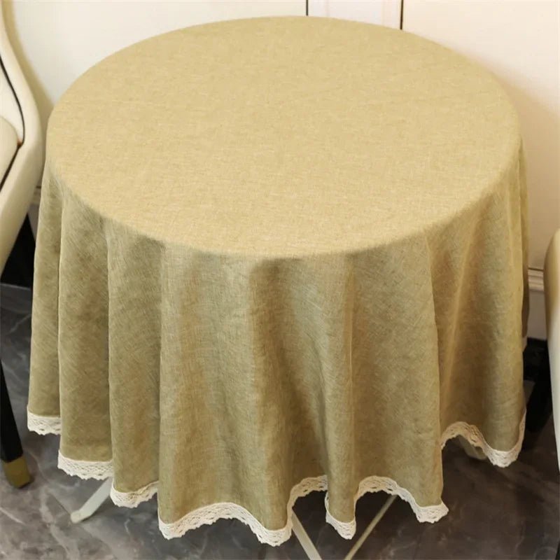 Round Tablecloth Linen Waterproof and Antifouling Table Cover for Banquet, Parties, Dining Wedding Kitchen Table Table Cloth - Checkouts UK