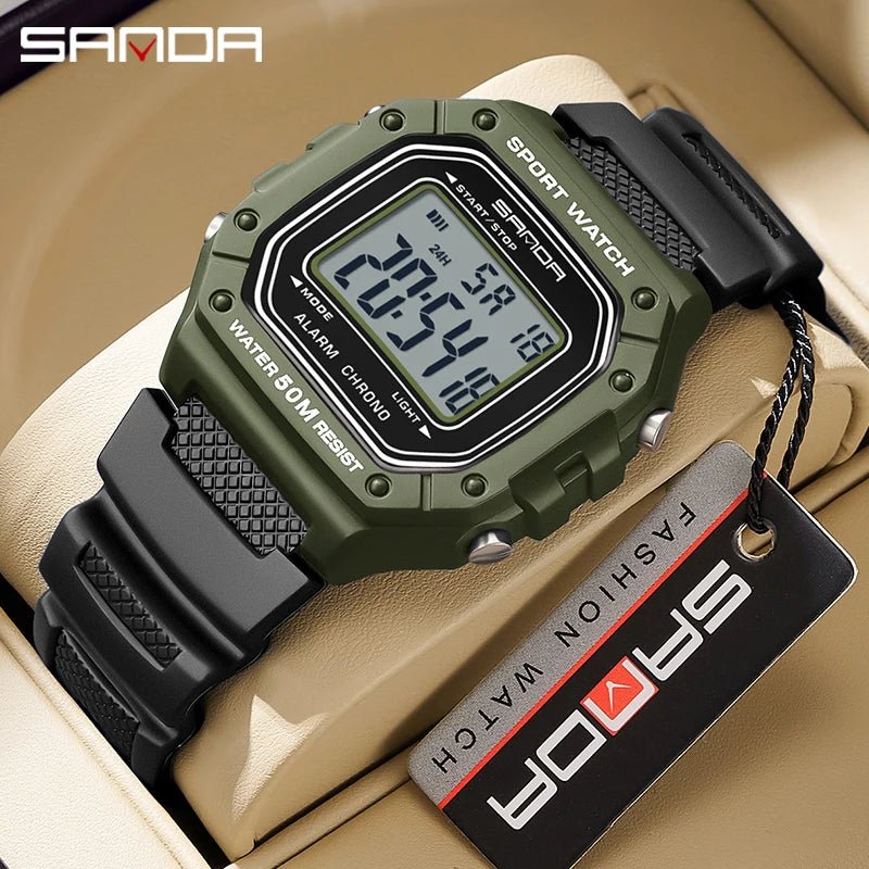 SANDA 2156 Fashion Mens Watch Military Water Resistant Sport Watches Army Big Dial Led Digital Wristwatches Stopwatches For Male - Checkouts USA