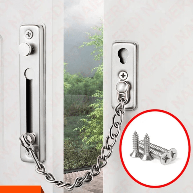 Security Door Sliding Chain Lock 304 Stainless Steel Security Anti - theft Door Chain Latch Buckle Guard Door Hardware - Checkouts USA
