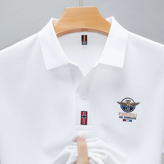 Short Sleeved Polo Shirt for Men in Summer 2025, New Business Casual Wrinkle Resistant Half Sleeved Lapel T-shirt, Loose and Iro - Checkouts UK