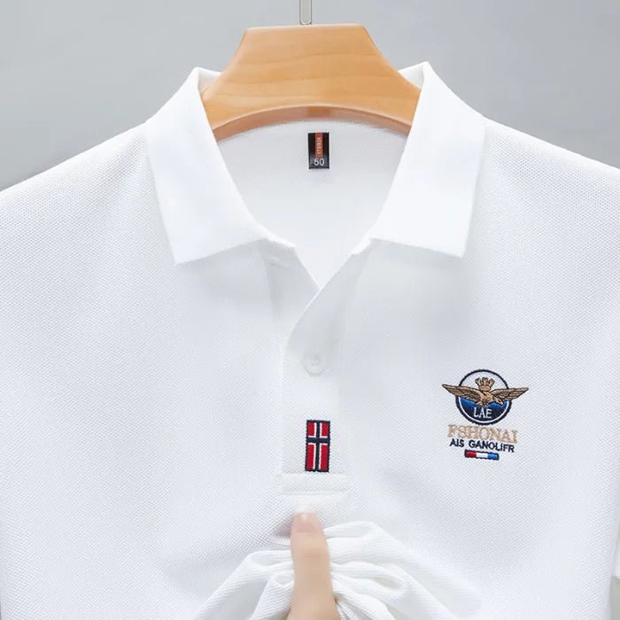 Short Sleeved Polo Shirt for Men in Summer 2025, New Business Casual Wrinkle Resistant Half Sleeved Lapel T-shirt, Loose and Iro - Checkouts UK