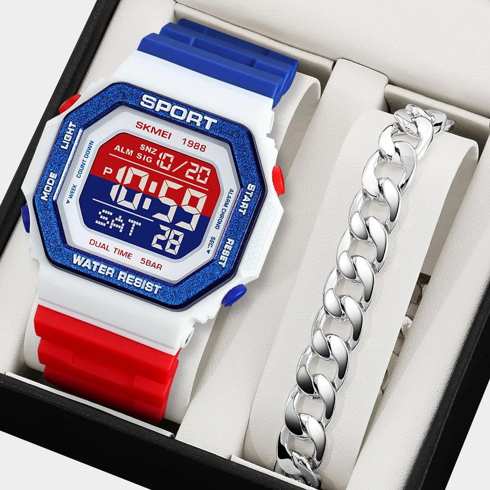 SKMEI Fashion Sports Digital Watch For Men Women 5Bar Waterproof Countdown Chrono Military Wristwatch and Bracelet Reloj Hombre - Checkouts USA