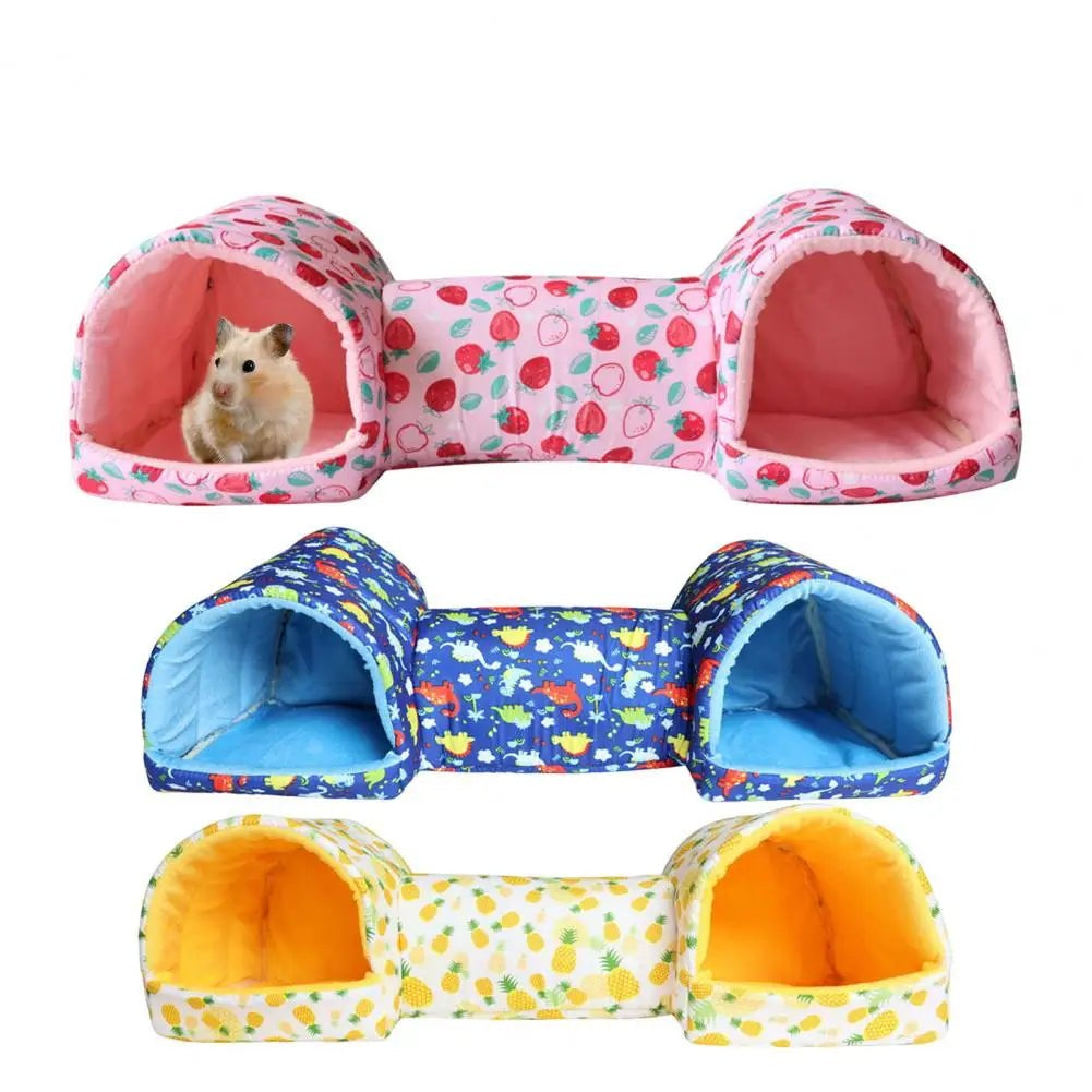 Small Animal Tunnel Bed Plush Hamster Nest Bed Guinea Pig Cozy Hideout Warm Bunny Toys for Kittens Ferrets Rabbits Hedgehogs - Furbury