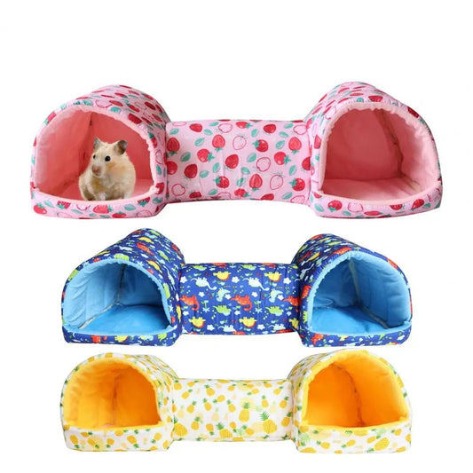 Small Animal Tunnel Bed Plush Hamster Nest Bed Guinea Pig Cozy Hideout Warm Bunny Toys for Kittens Ferrets Rabbits Hedgehogs - Furbury