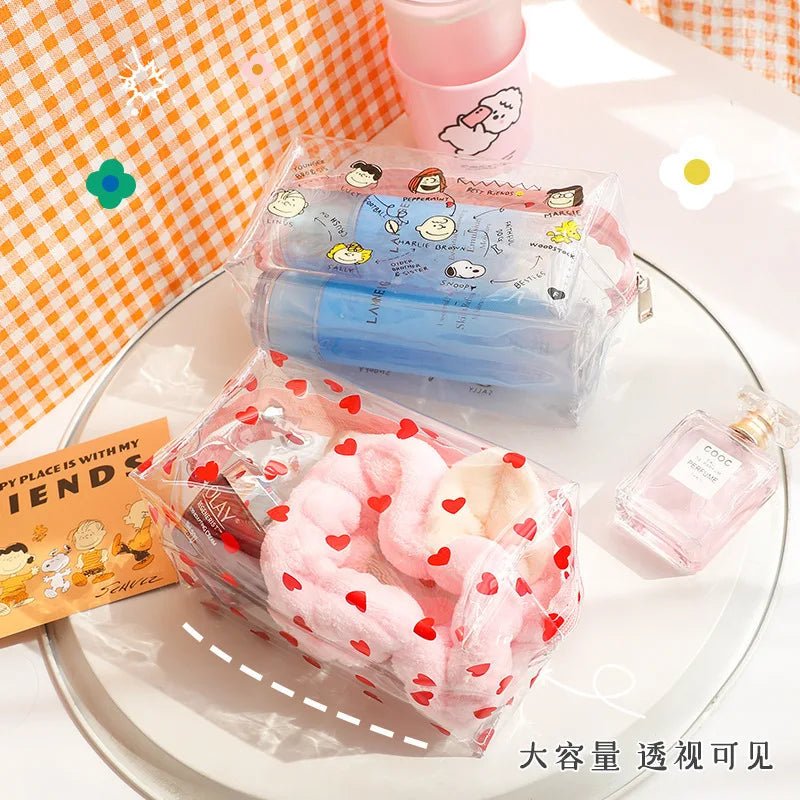 Snoopy Outdoor Girl Makeup Bag Women Necessary Cosmetic Bag Transparent Travel Organizer Cartoon Fashion Small Toiletry Pouch - Checkouts UK