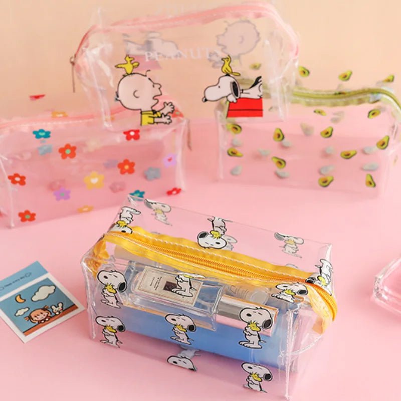 Snoopy Outdoor Girl Makeup Bag Women Necessary Cosmetic Bag Transparent Travel Organizer Cartoon Fashion Small Toiletry Pouch - Checkouts UK
