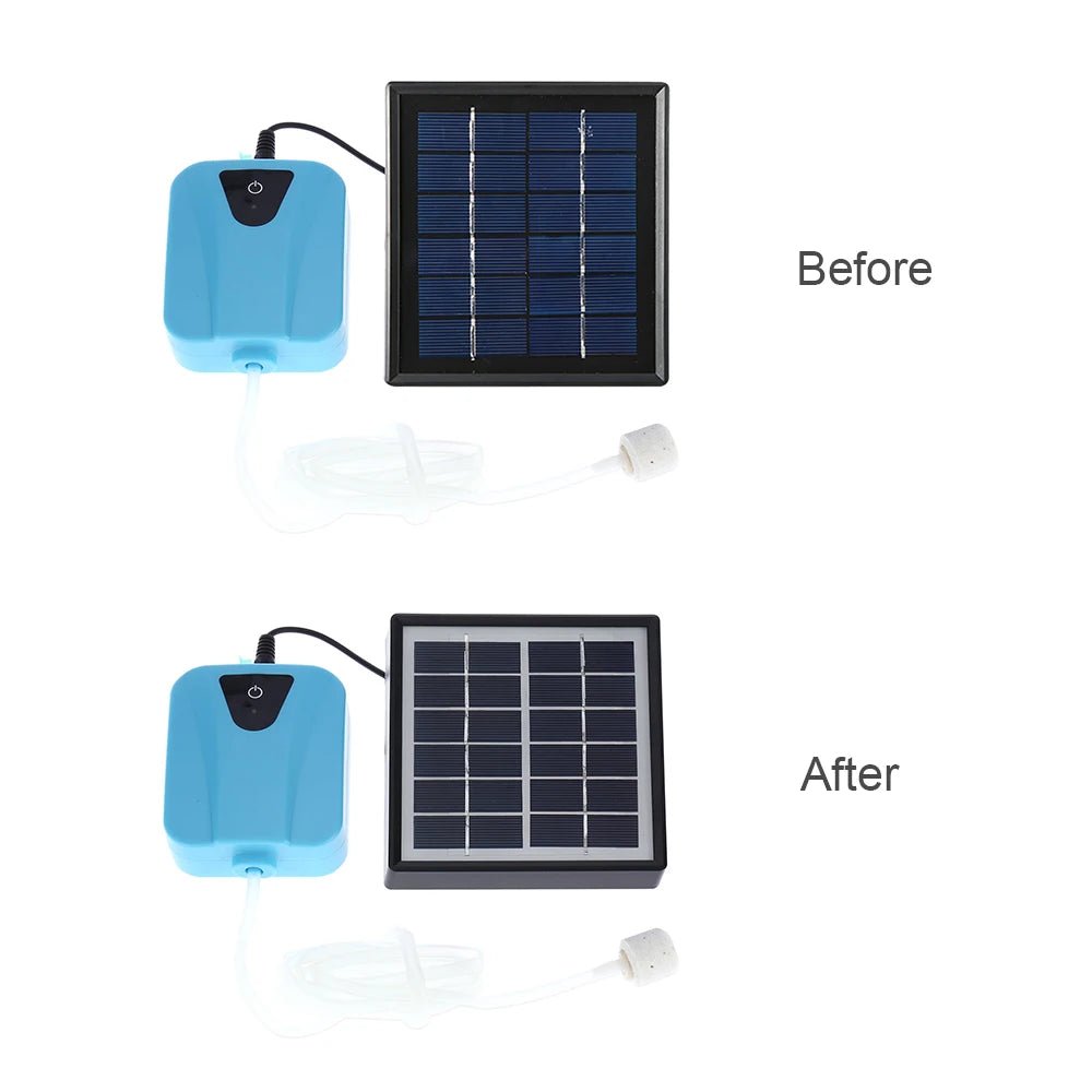 Solar Mini Fountain pump DC Charging Oxygenator Water Oxygen Pump Pond Aerator with 1 Air Stone Aquarium Airpump 2L/min - Checkouts USA