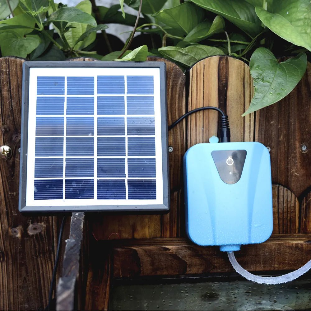 Solar Mini Fountain pump DC Charging Oxygenator Water Oxygen Pump Pond Aerator with 1 Air Stone Aquarium Airpump 2L/min - Checkouts USA