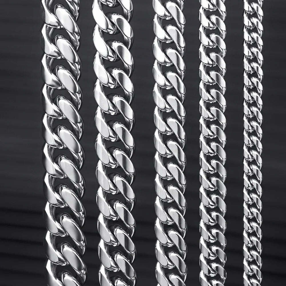 Stainless Steel Cuban Link Chain Necklace For Men Jewelry Male Accessories 8MM - 14MM Thick - Checkouts USA