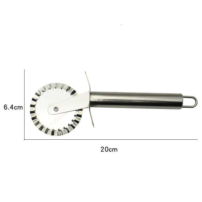 Stainless Steel Kitchen Pizza Cutter Wheel Server Tools Mooncake Shovel Waffle Cookies Dough Slicer Manual Pizza Cutter Wheel - Checkouts UK