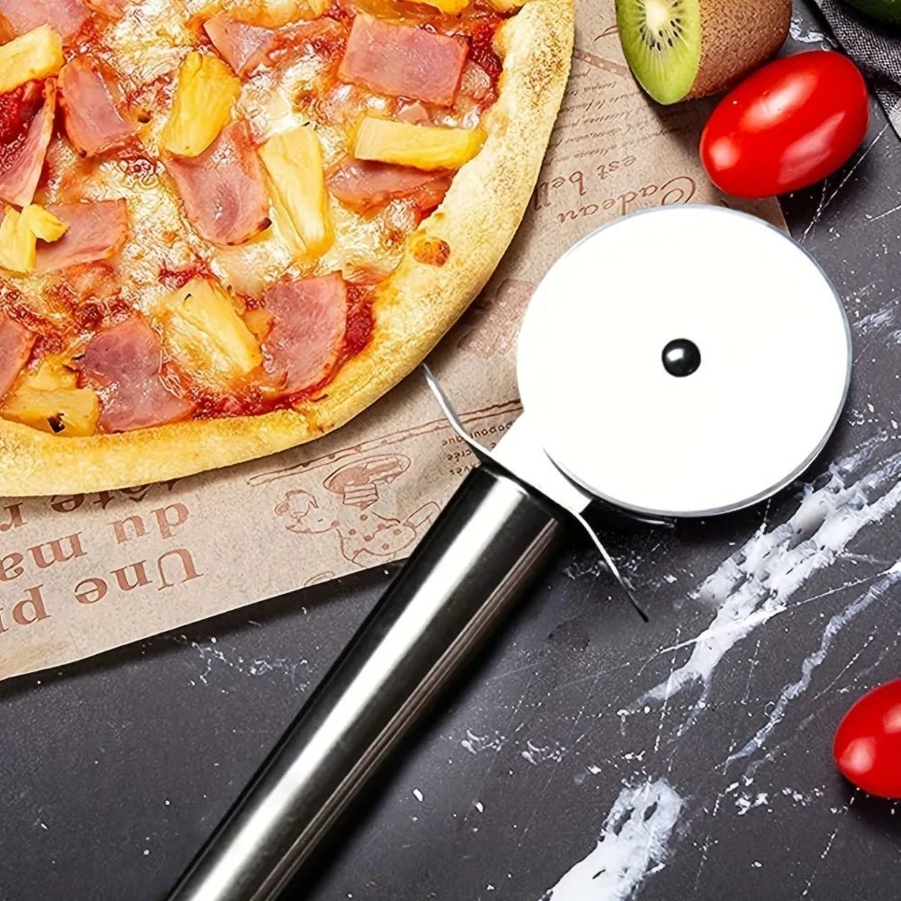 Stainless Steel Kitchen Pizza Cutter Wheel Server Tools Mooncake Shovel Waffle Cookies Dough Slicer Manual Pizza Cutter Wheel - Checkouts UK