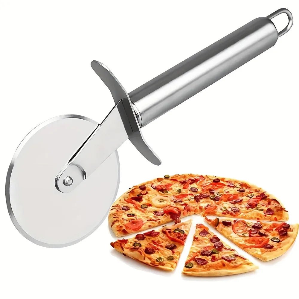 Stainless Steel Kitchen Pizza Cutter Wheel Server Tools Mooncake Shovel Waffle Cookies Dough Slicer Manual Pizza Cutter Wheel - Checkouts UK