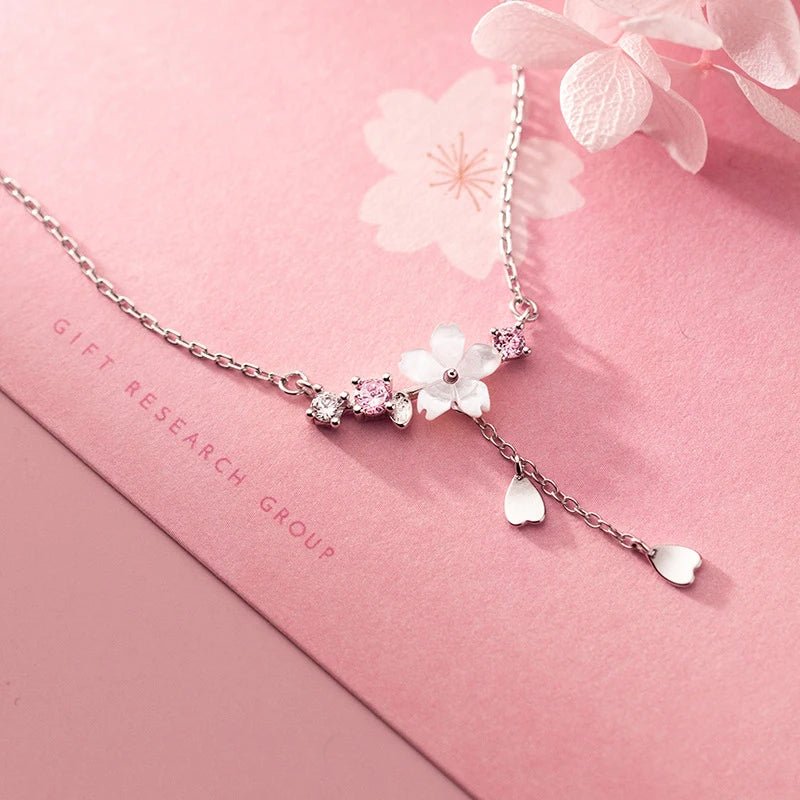Sterling Silver Twinkling Zircon White Shell Flower Tassel Hearts Fashion Luxury Pendant for Wome Fine Jewelry - Checkouts USA