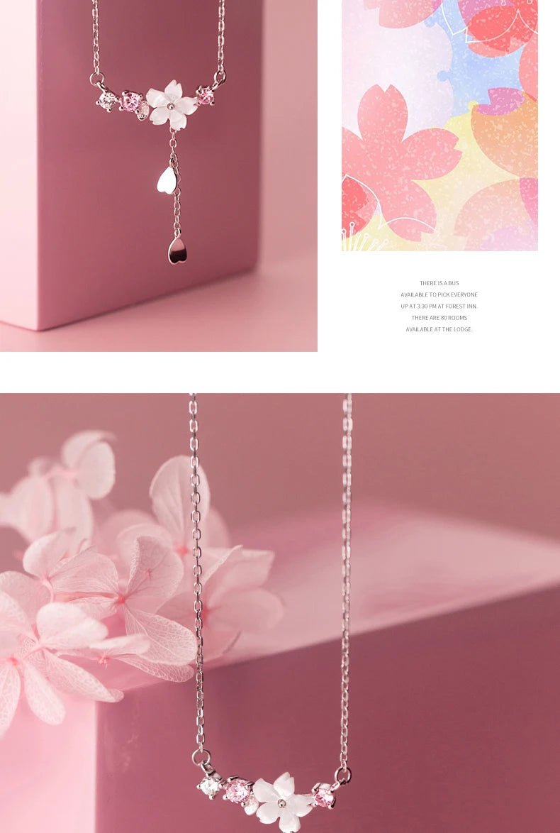 Sterling Silver Twinkling Zircon White Shell Flower Tassel Hearts Fashion Luxury Pendant for Wome Fine Jewelry - Checkouts USA