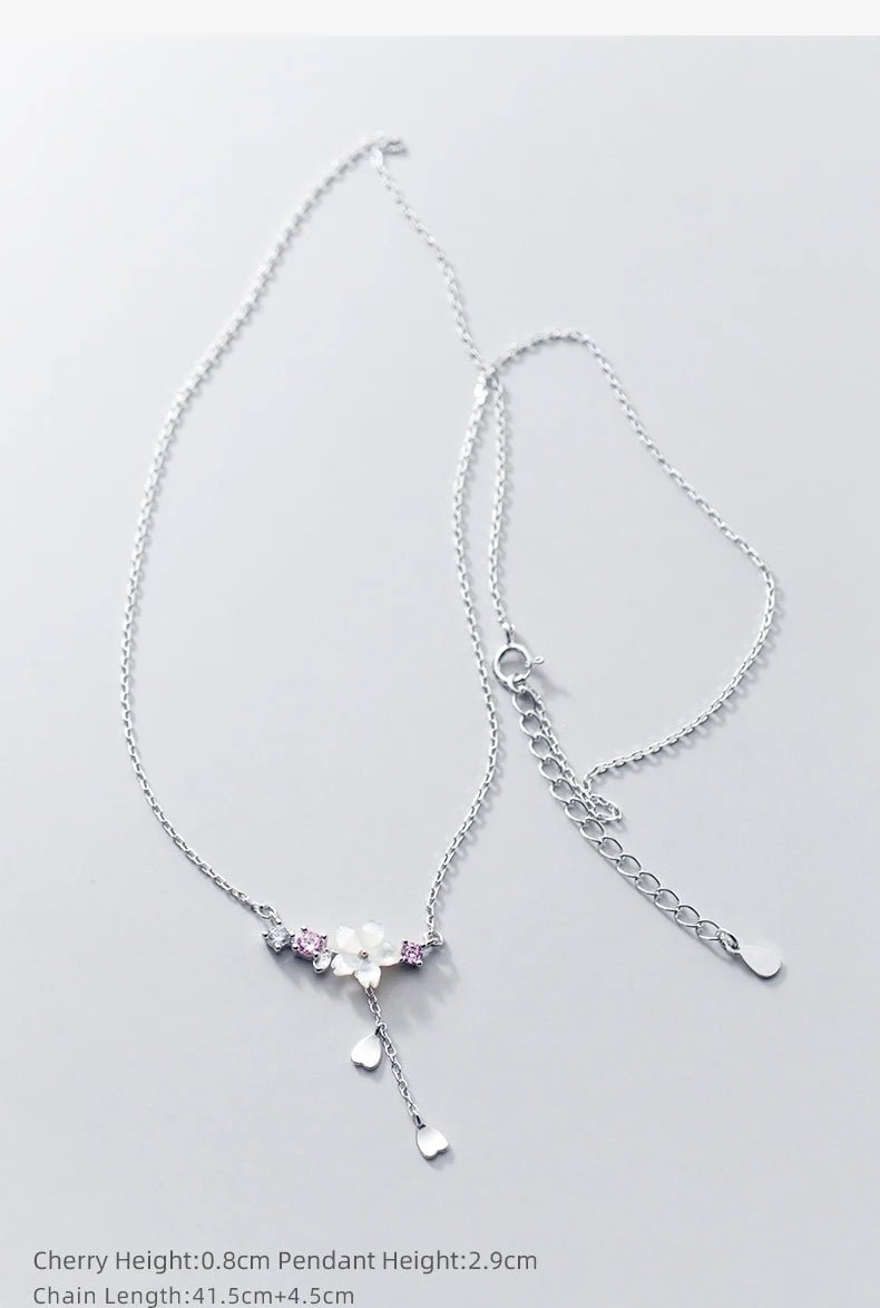 Sterling Silver Twinkling Zircon White Shell Flower Tassel Hearts Fashion Luxury Pendant for Wome Fine Jewelry - Checkouts USA